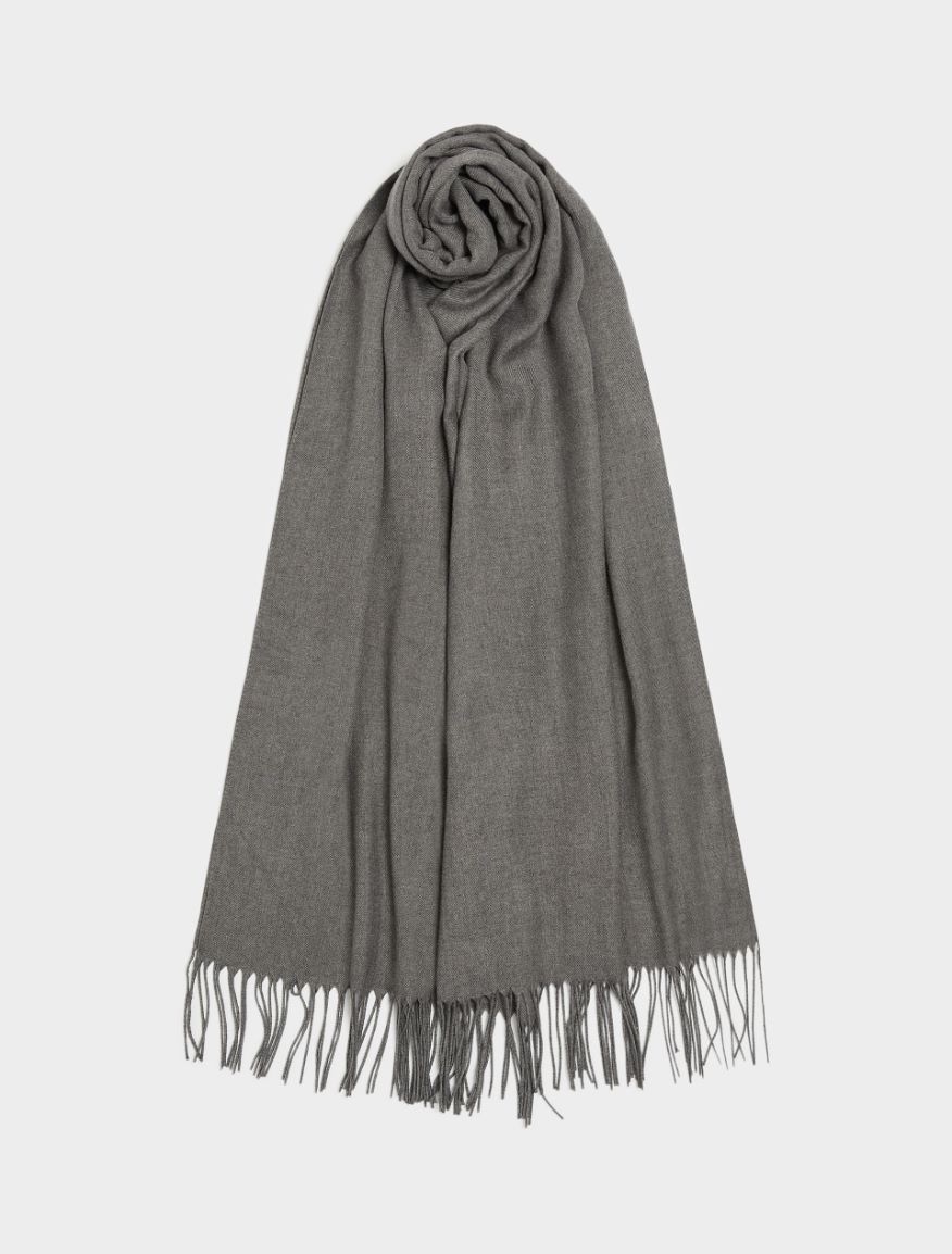 Fringed scarf - MELANGE GREY - iBlues