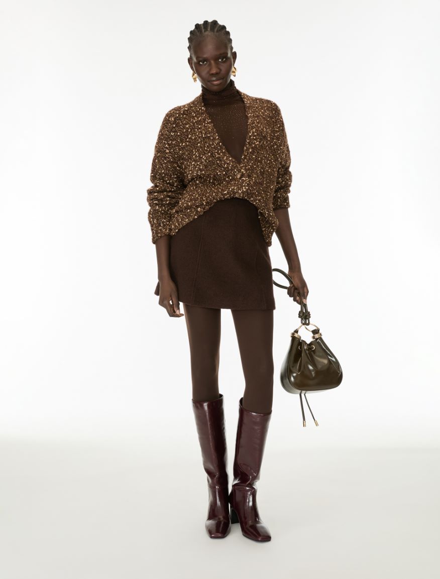 Boiled wool skirt - BROWN - iBlues - 3