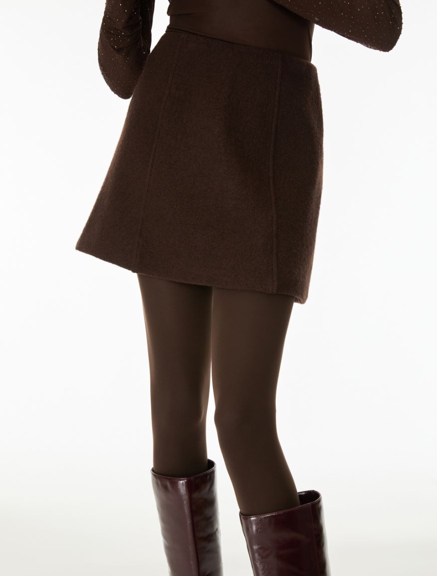 Boiled wool skirt - BROWN - iBlues