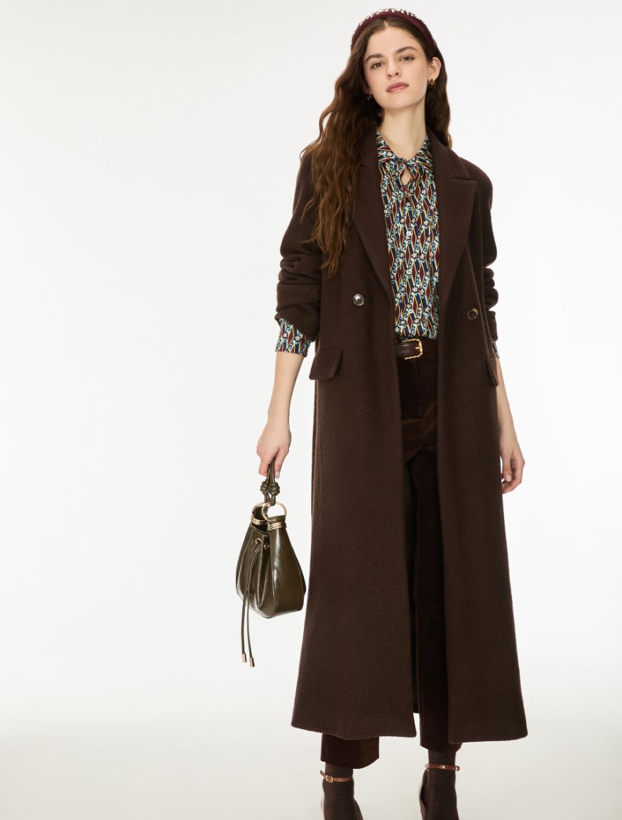 Boiled wool coat - BROWN - iBlues