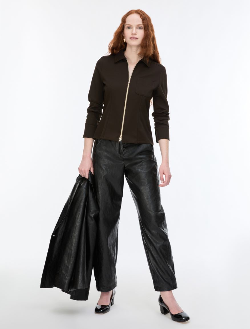 Semi-fitted jersey jacket - BROWN - iBlues - 4