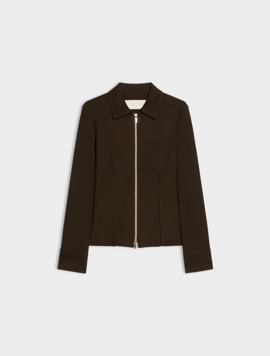Semi-fitted jersey jacket - BROWN - iBlues - 5