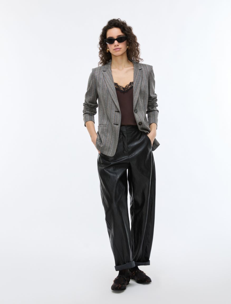 Jacquard blazer - BROWN - iBlues - 4