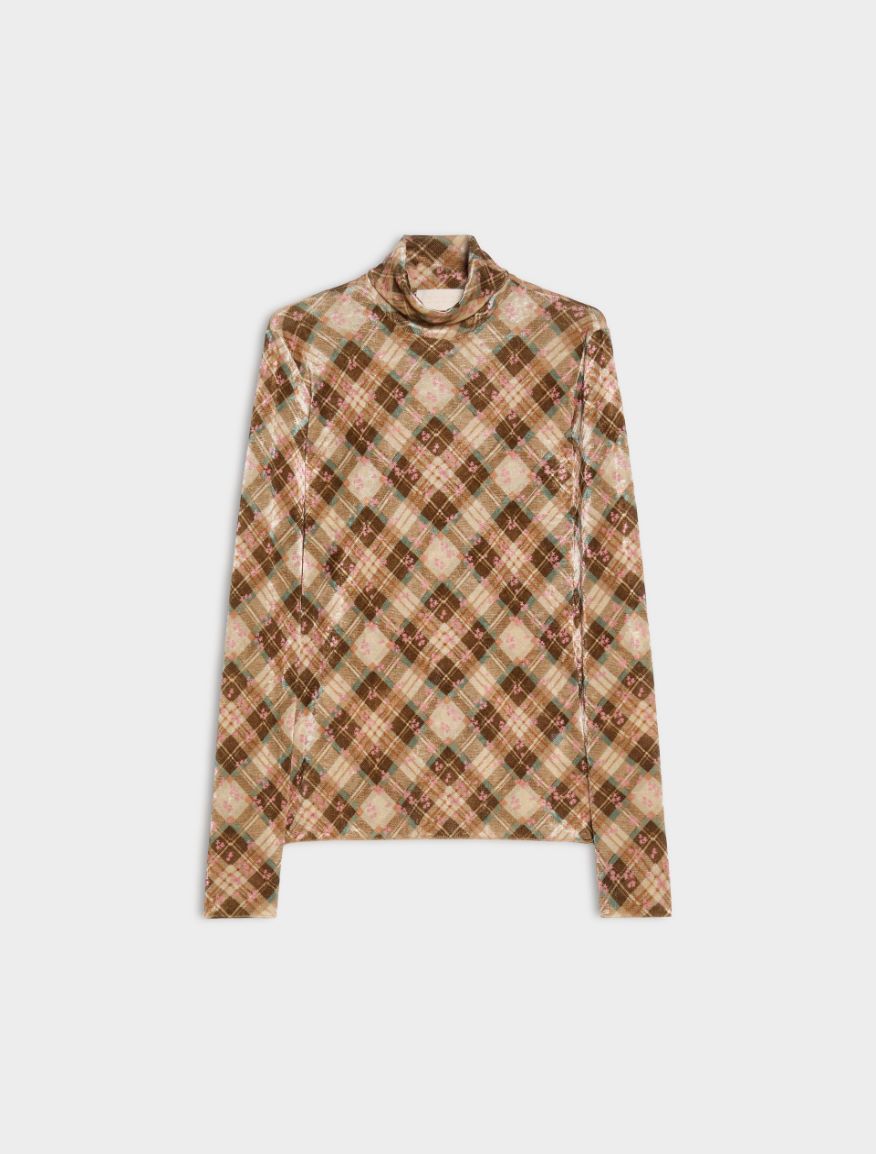Printed mock polo neck - KAKI - iBlues - 4