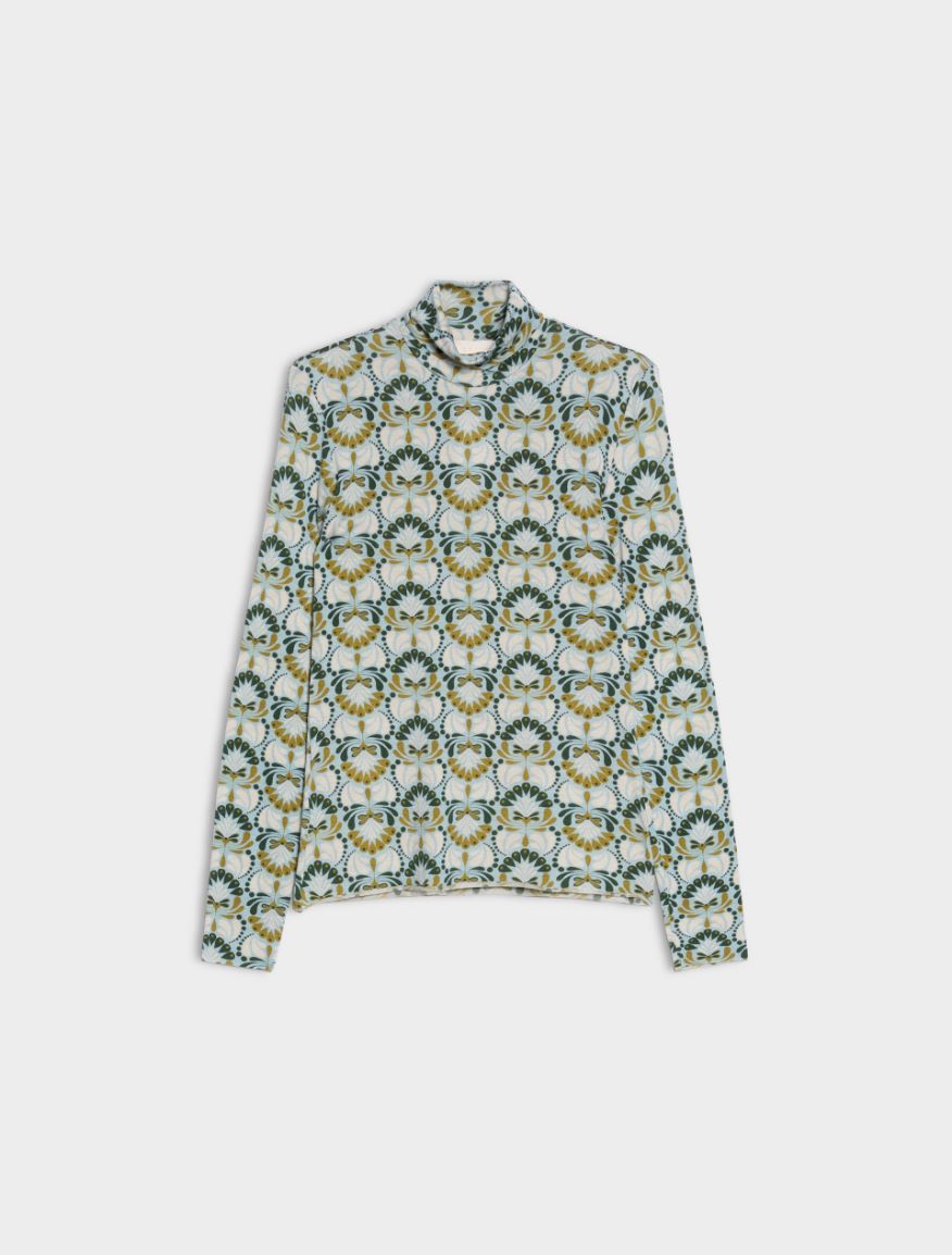 Printed polo-neck jumper - AQUAMARINE - iBlues - 5
