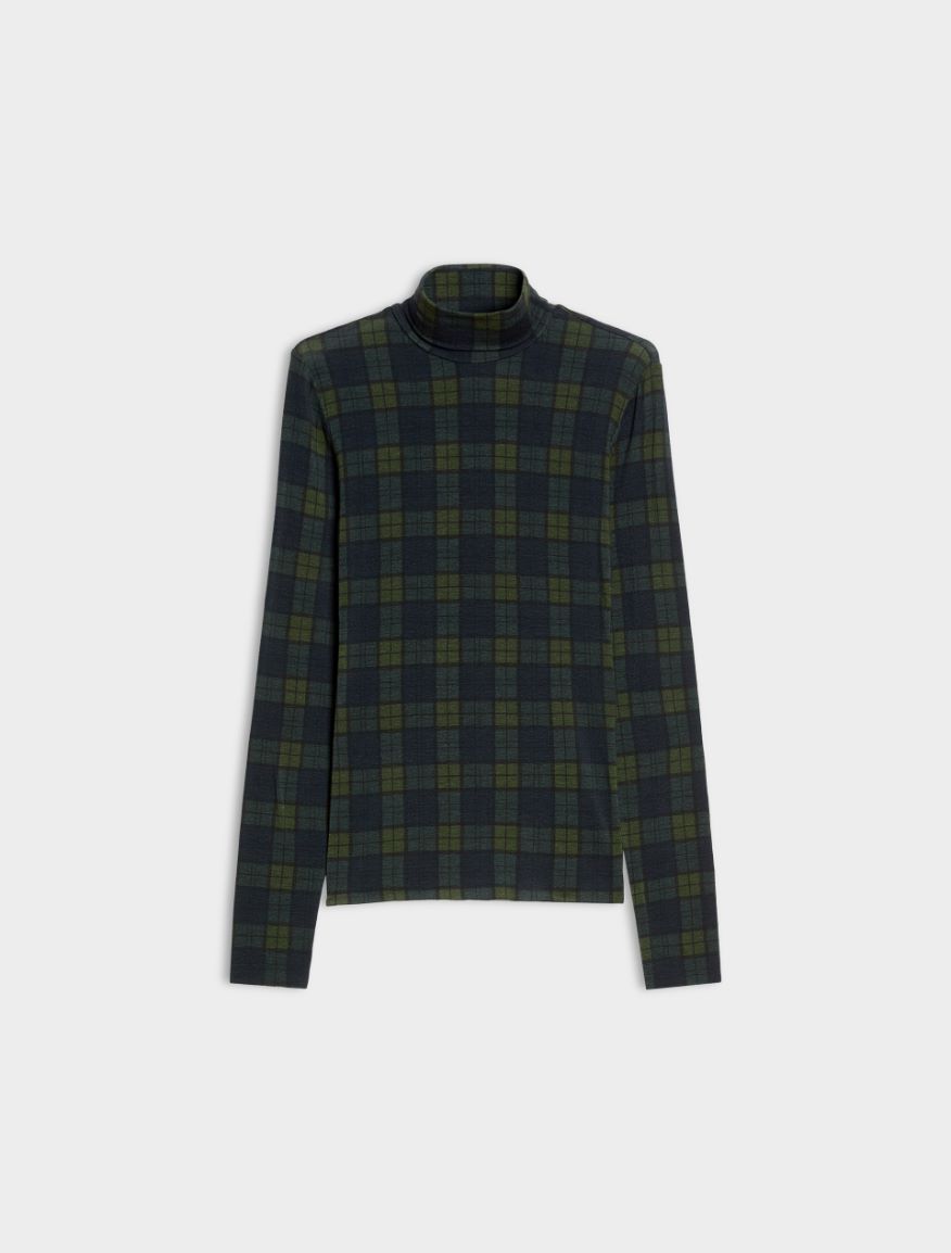 Bedruckter Rollkragenpullover - DUNKELGRUEN - iBlues - 5