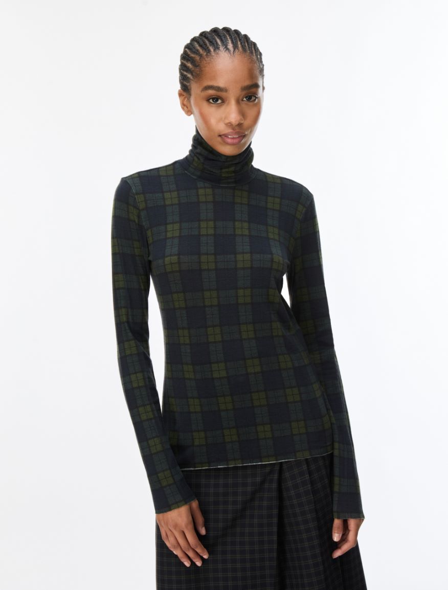Bedruckter Rollkragenpullover - DUNKELGRUEN - iBlues