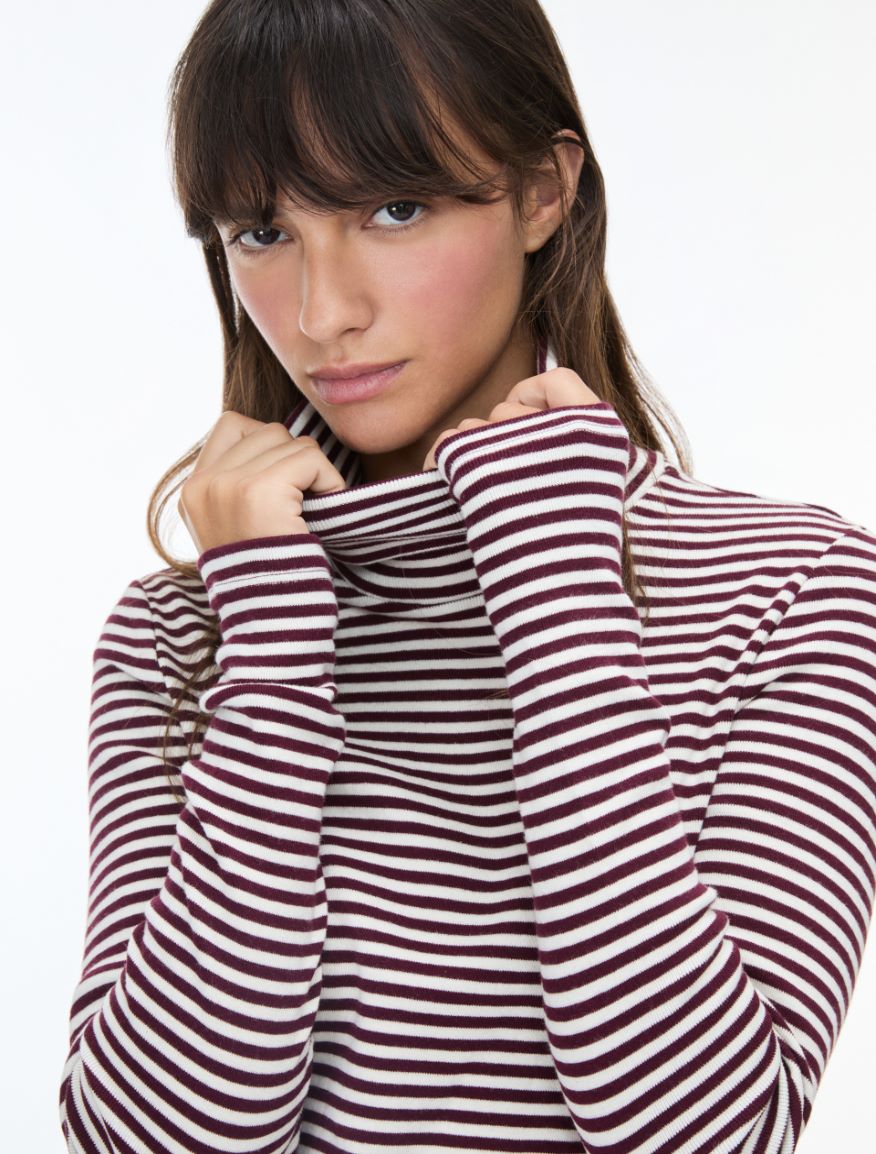 Jersey polo-neck top - BORDEAUX - iBlues - 3