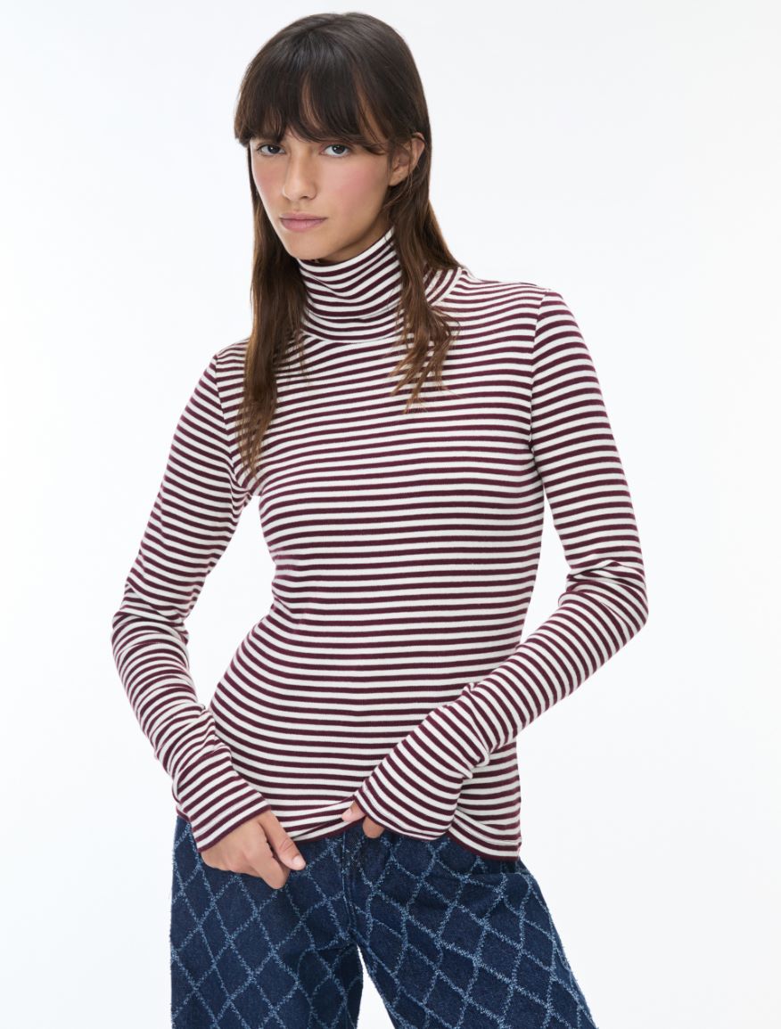 Jersey polo-neck top - BORDEAUX - iBlues - 4
