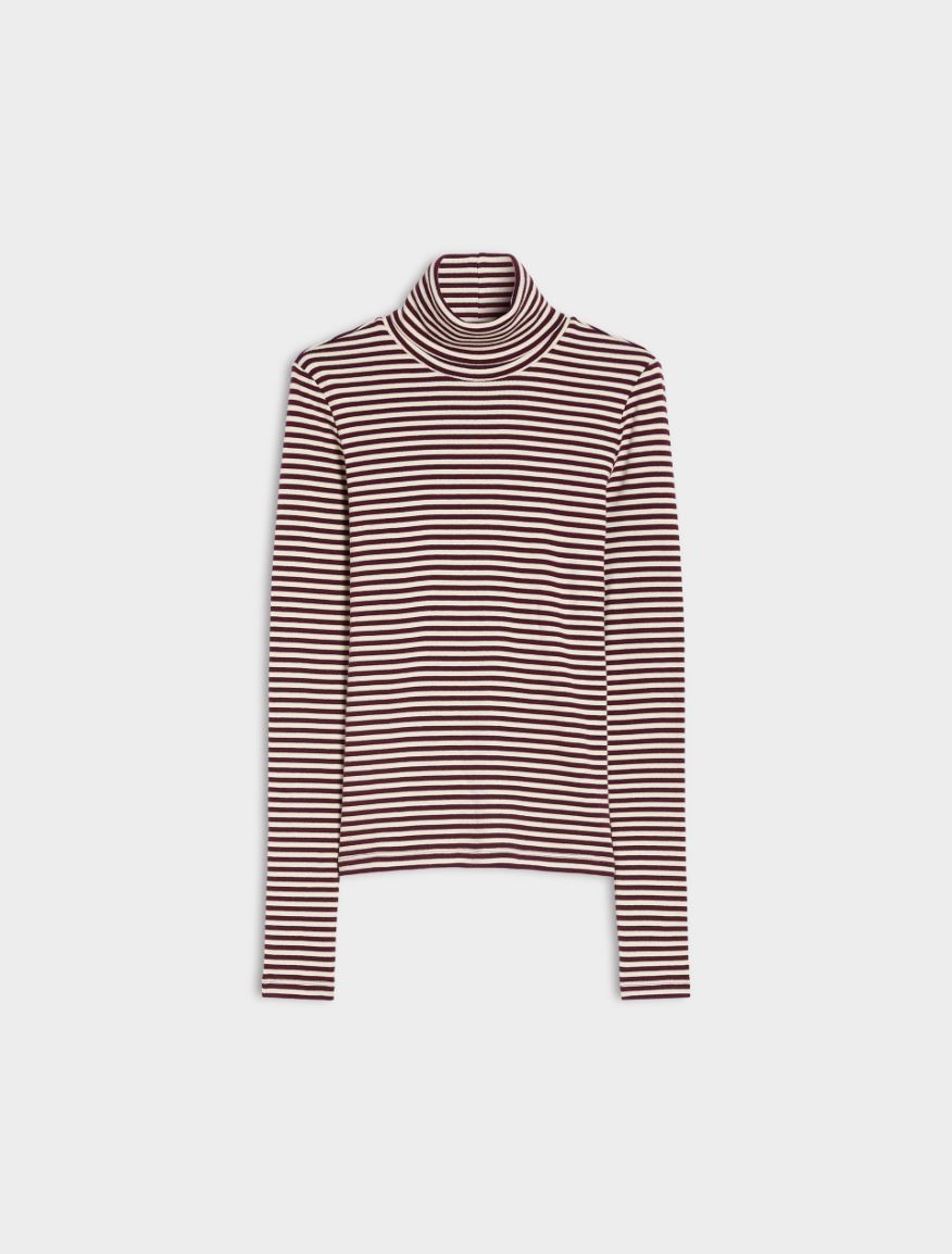 Jersey polo-neck top - BORDEAUX - iBlues - 5