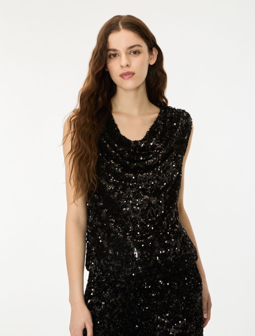 Draped top - BLACK - iBlues - 3