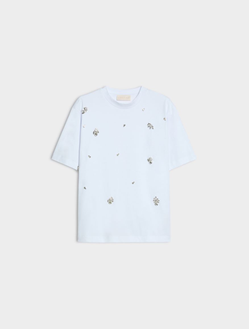 Rhinestone-embellished T-shirt - WHITE - iBlues - 5