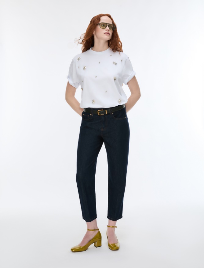 Rhinestone-embellished T-shirt - iBlues