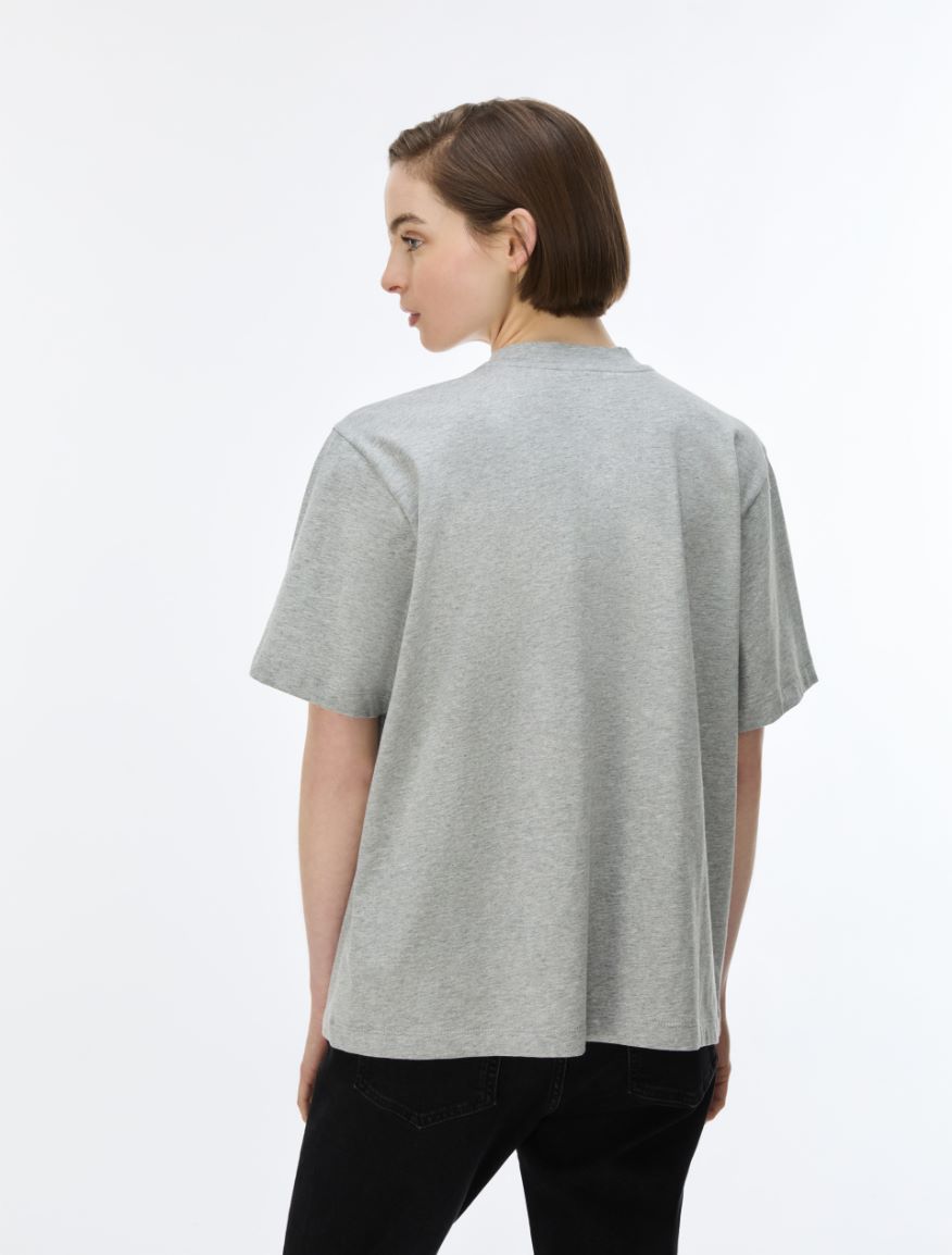 Rhinestone-embellished T-shirt - MELANGE GREY - iBlues - 2
