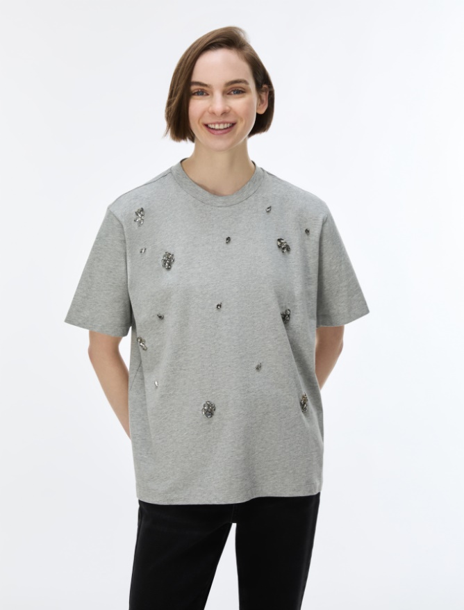 Rhinestone-embellished T-shirt - iBlues - 4