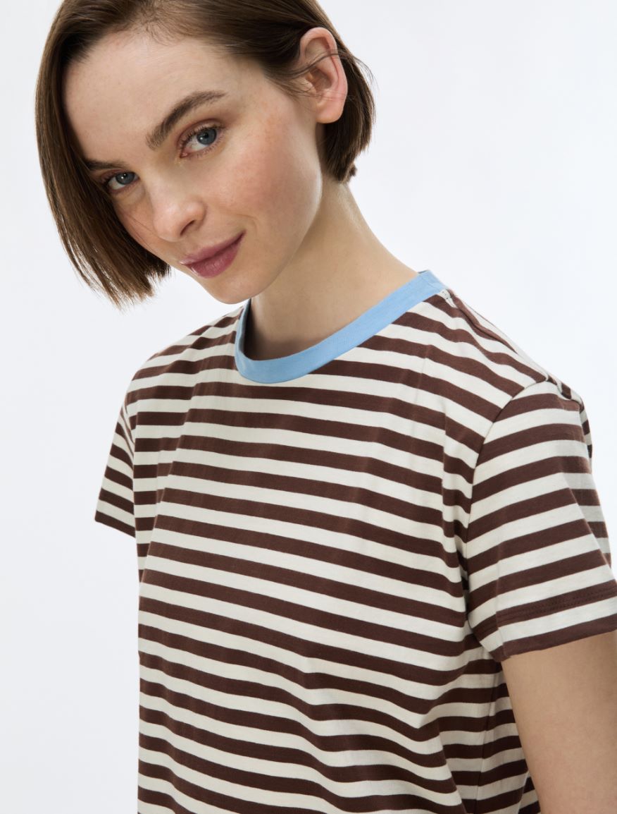 Cotton T-shirt - BROWN - iBlues
