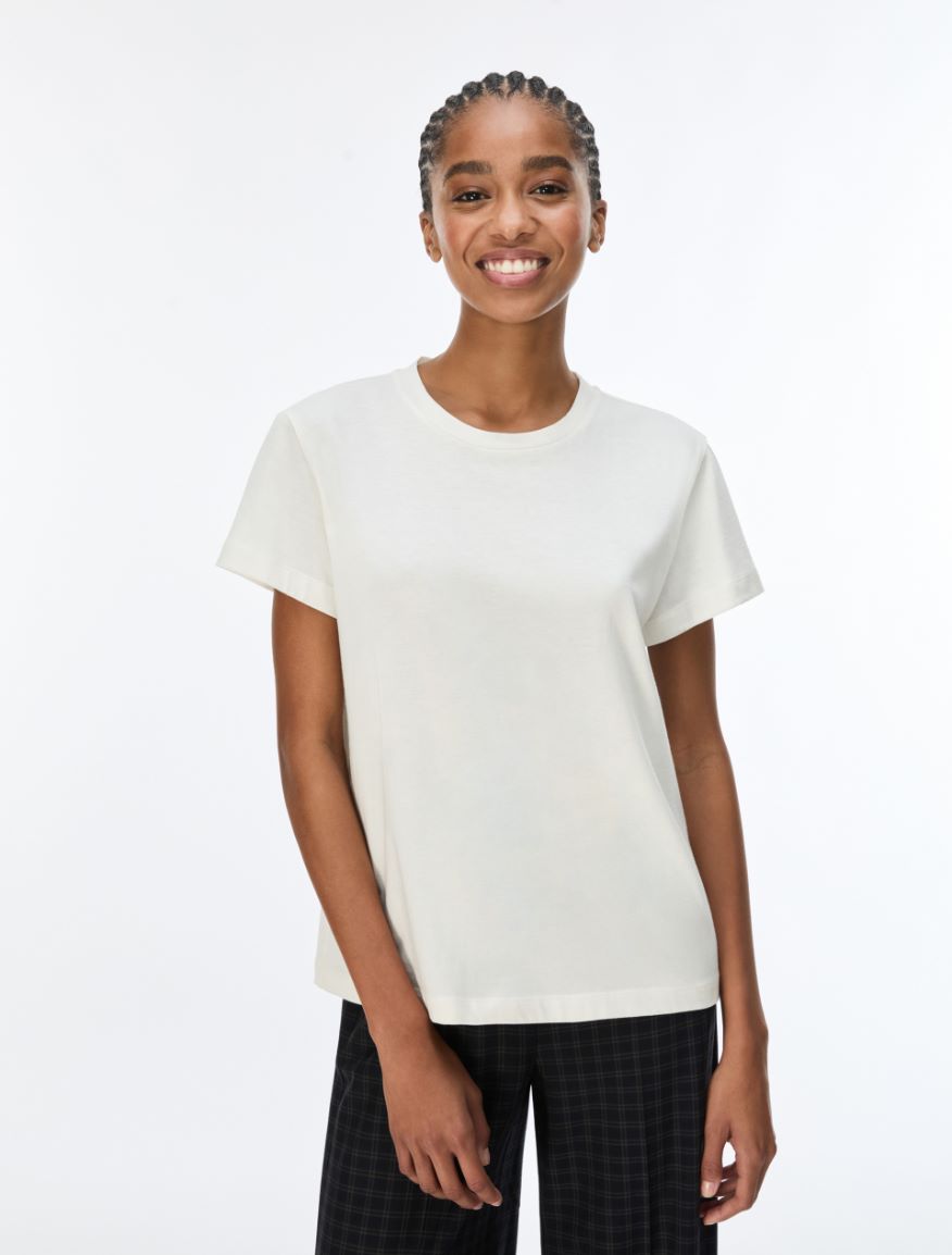 Cotton T-shirt - WOOL WHITE - iBlues